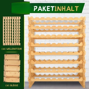 Raft pentru Vin NutriChef din Bambus - 72 Sticle, 4 Etaje, Montaj Fara Unelte - Img 9