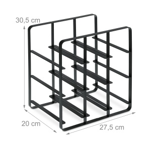 Raft pentru vin Relaxdays, 9 sticle, design negru, dimensiuni 30,5 x 27,5 x 20 cm - Img 4