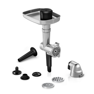 Rasnita de carne Bosch MUZ9HA1, din aluminiu, accesorii Kebbe si Wurststopfer, 2 kgmin