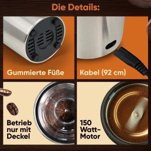 Rasnita electrica cafea Bomann KSW 6089 CB, 60g, 150W, lame din otel inoxidabil - Img 6