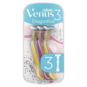 Rasoir de unica folosinta Gillette Venus 3 cu 3 lame, galbenroz, parfum de dragonfruit