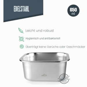 Recipient alimentare Lacor Ecoinox 0.65L, otel inoxidabil, cu capac si sistem ClipLock - Img 3