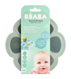 Recipient pentru alimente Beaba, 6 compartimente, 90 ml, silicon, salbeigrun - Img 2