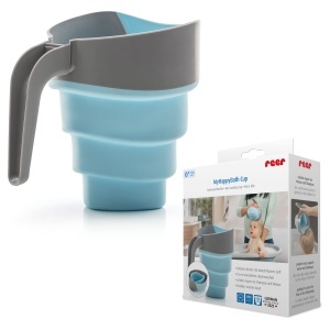 Reer MyHappyBath Cup - Pahar flexibil pentru spalarea parului albastrugri ideal pentru calatorii