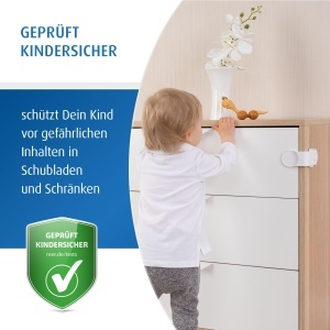 Reer Set 3 Protectii Sertare si Dulapuri Alb Fara Gaurire - Img 2