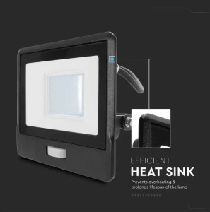 Reflector LED V-TAC 30W cu senzor de miscare, 2340 lumeni, negru - Img 7