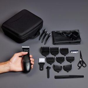 Remington Hair Clipper Professional [auto-ascutire. Lame ceramice cu parghie de reglare/0,5-25 mm] Set de tunsori de par (8 piepteni de atasament, retea/baterie, litiu, husa profesionala cu accesorii de coafura) HC363C - Img 4