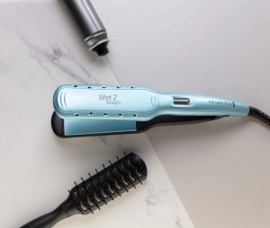 Remington Straightener Wide Wet2Straight (pentru aplicare umeda si uscata - pentru uscarea si indreptarea parului, ingrediente microactive anti-incretire activate termic), afisaj LCD, 140-230degC, placa de indreptat parul S7350, turcoaz - Img 4