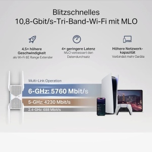 Repetitor Wi-Fi TP-Link RE655BE Tri-Band, 9300 MBits, 4 Antene Externe - Img 3