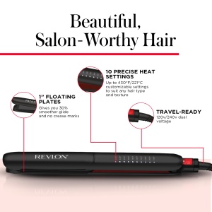 Revlon SmoothStay 25 mm Indreptator de indreptat cu ulei de cocos + geanta de calatorie (farfurii plutitoare cu margini rotunjite, temperatura reglabila pana la 235degC) - RVST2211P - Img 5