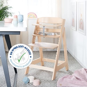 roba Baby High Chair Sit Up Flex - Scaun inalt din lemn care creste odata cu tine - Scaun inalt reglabil pentru copii cu curea la picioare - de la 6 luni la 70 kg - Natural - Img 13