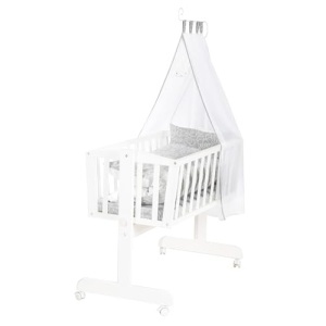 Roba Babywiege Miffy 40x90 cm Lemn AlbGri Functie Feststell Set Textil Complet - Img 4