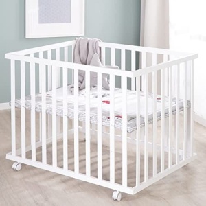 Roba Laufgitter Adam si Eule 75 x 100 cm - Laufstall cu protectie si roti, alb - Img 6