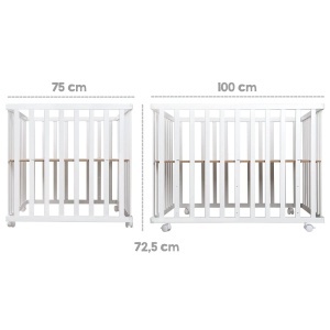 Roba Laufgitter Indibar 75x100 cm Alb 3 Niveluri Reglabile Mobil cu Roti - Img 4