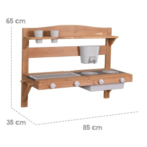 Roba Matschkuche pentru copii - Bucatarie de exterior cu accesorii, din lemn tratat, 65x85x35 cm - Img 6