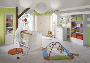Roba Wandregal Dreamworld 3 Raft de perete alb 90x15 cm cu 5 carlige pentru camera copilului - Img 2