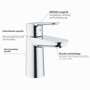Robinet baie GROHE BauEdge, crom, economisire apa, inaltime 15cm - Img 4