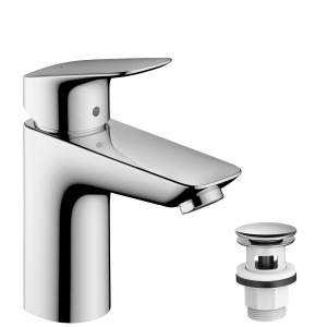 Robinet baie hansgrohe Logis 71107000, crom, EcoSmart, inaltime 93 mm