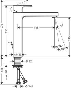Robinet de baie hansgrohe Vernis Shape, inaltime 190 mm, mattschwarz, cu sistem de deschidere - Img 8