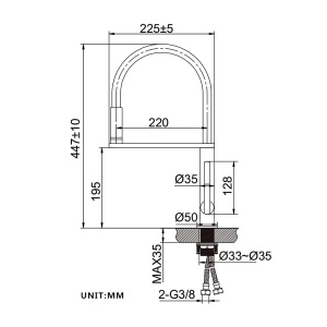 Robinet de bucatarie GRIFEMA Dover, LED, 3 culori, Alb, Finisaj Nickel - Img 2