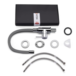 Robinet de bucatarie GRIFEMA G4002-9 cu iesire flexibila, inaltime 250mm, gri si crom - Img 8