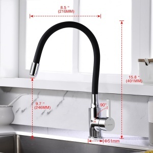 Robinet de bucatarie GRIFEMA, inaltime 40.1 cm, rotire 360, negru mat - Img 3