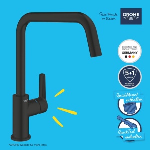 Robinet de bucatarie GROHE Start, inaltime mare, rotire 150, negru - Img 3