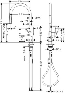 Robinet de bucatarie hansgrohe Talis M54, crom, 360 rotire, dus extractibil - Img 3