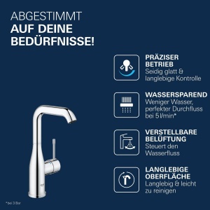Robinet pentru chiuveta GROHE Essence 23541001, crom, inaltime 24cm, design durabil - Img 5