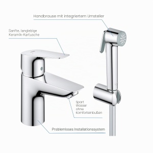 Robinet pentru chiuveta GROHE Start Edge, crom, montare usoara, cartus ceramic 35mm - Img 2