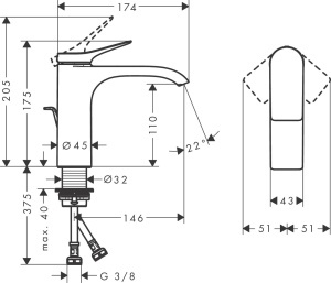 Robinet pentru chiuveta hansgrohe Vivenis, 110 mm, crom, EcoSmart - Img 9