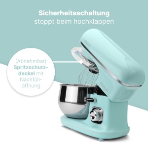 Robot de bucatarie Bomann(r) 1100 wati | Masina de framantat 5L | incl. carlige de aluat, carlige de amestecare si fierberi de zapada | pentru aluat de pana la 3 kg | cutie de viteze speciala robusta | Robot de bucatarie | Masina de aluat KM 6030 CB menta - Img 7