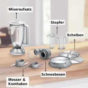 Robot de bucatarie Bosch MultiTalent 8, 1250 W, bol XXL 3.9 L, mixer 1.5 L, albotel - Img 3
