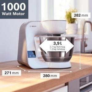 Robot de bucatarie Bosch MUM5XW20, 1000 W, bol inox 3,9 L, alb - Img 3