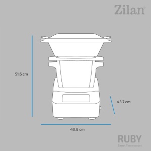 Robot de bucatarie multifunctional Zilan RUBY Thermorobot, Wi-Fi, 18 functii, ecran tactil color TFT de 7 inchi, cantar integrat, control aplicatie, 4,7 L, 1700 W - Img 7