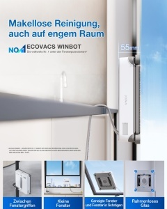 Robot de curatare feronerie ECOVACS WINBOT Mini 2, design ultra-slim, 6 moduri de curatare - Img 2