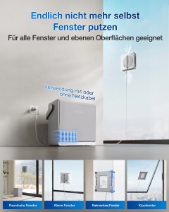 Robot de curatat geamuri ECOVACS WINBOT W2S, curatare eficienta, 3 duze, multifunctional - Img 7