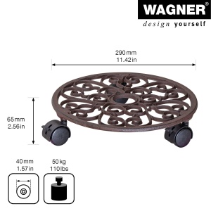 Rola pentru plante WAGNER ANTIK 29 cm, Gusseisen, Capacitate 50 kg - Img 2