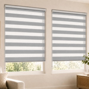 Rollo Dublu VOUNOT 2er Set, 80x150cm, Culoare Gri, Fara Montaj cu Gauri
