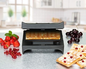 ROMMELSBACHER Multi Toast & Grill SWG 700 'Max' - 3 farfurii interschimbabile cu acoperire antiaderenta pentru sandvisuri, vafe belgiene, mancare la gratar, 700 wati, negru/otel inoxidabil - Img 5