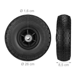 Roti pentru carucior Relaxdays 4X, din cauciuc, 150 kg, 260x85 mm, negre - Img 4