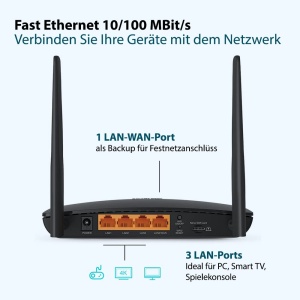 Router LTE TP-Link TL-MR6400, 4G, 150 Mbits, 4 porturi Ethernet - Img 2