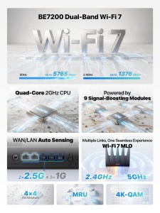 Router WiFi 7 Tenda BE7200, Dual-Band, 5765 Mbps, 2.5G Porturi - Img 4