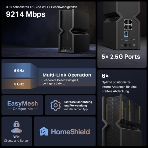 Router WiFi TP-Link Archer BE550 Tri-Band, 9.2 Gbps, 2.5G Porturi - Img 3