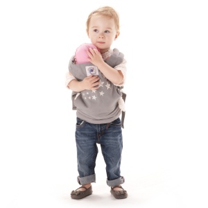 Rucsac pentru papusi Ergobaby Galaxy Gri, 100 bumbac, design cu stele - Img 2