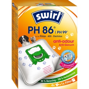 Sac aspirator Swirl PH 86 EcoPor, anti-miros, 99,9 filtrare, 4 bucati 1 filtru