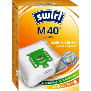 Sac de aspirator Swirl M 40 EcoPor, 4 bucati, filtrare 99,99, rezistent