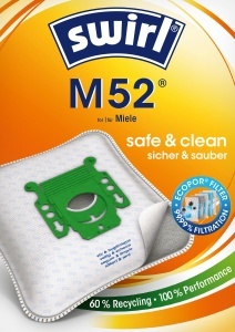 Sac de aspirator Swirl M 52 EcoPor, 10 bucati, filtrare 99,99, material reciclabil