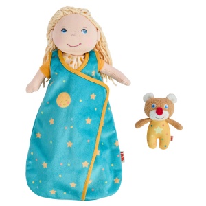 Sac de dormit pentru papusi HABA 30 cm cu mini-teddy, lavabil la 30C