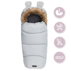 Sac de iarna MoMi 45x95 cm pentru carucior impermeabil cu gluga si captuseala calduroasa Gri - Img 9
